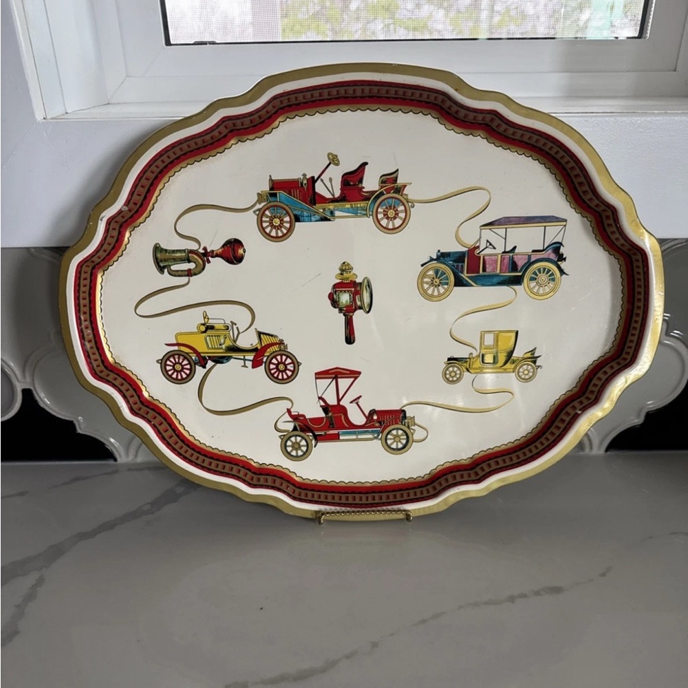 Vintage Baret Ware England Metal Tray – Antique Automobile Design